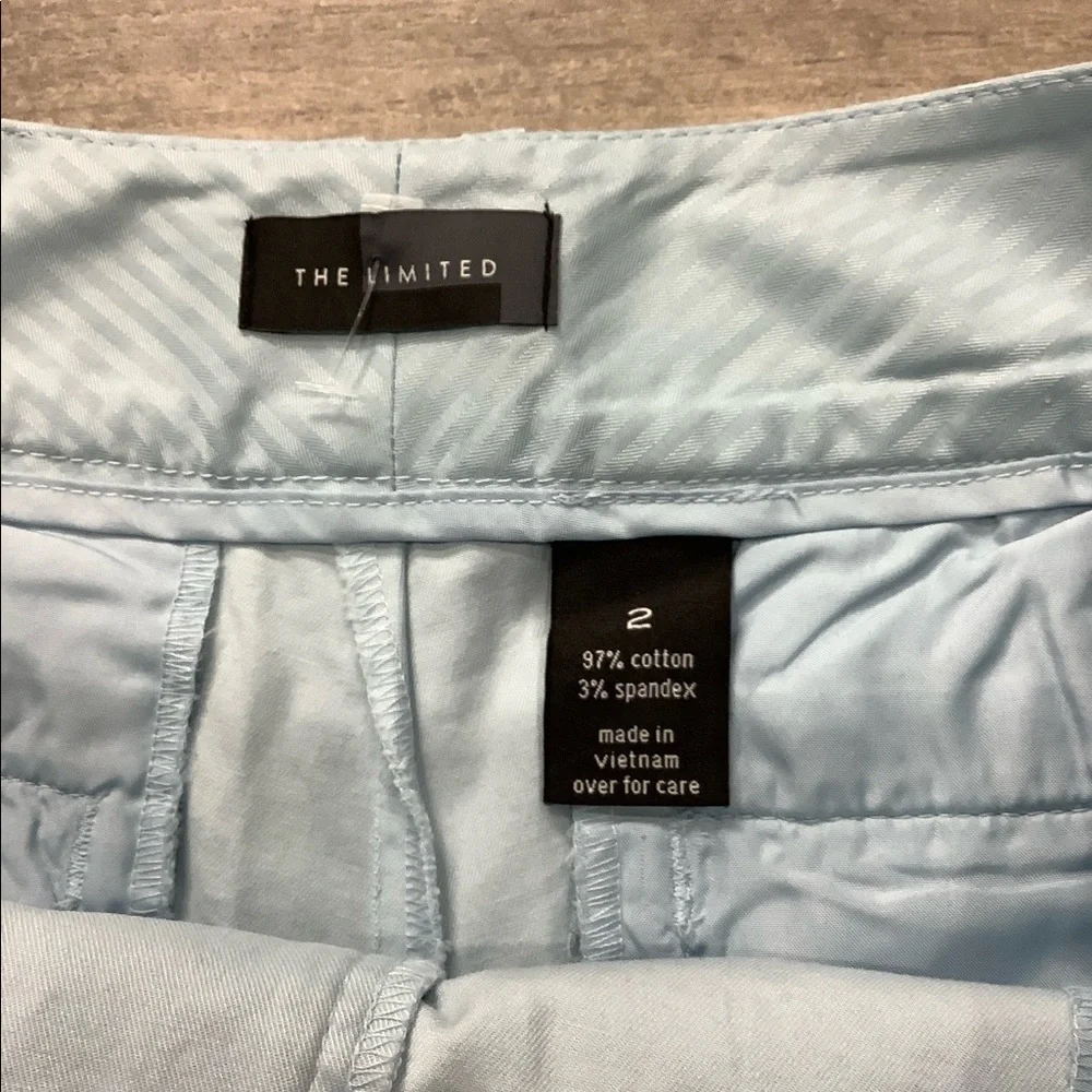 Women's The Limited 2 XS Shorts Chino Khakis Pastel Light Blue Stretch NWOT - Picture 6 of 6